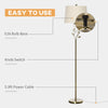 HOMCOM Arc Tree Floor Lamp with 3 Adjustable Rotating Lights, Industrial Standing Lamp with Steel Frame, Black