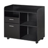 Vinsetto Filing Cabinet Printer Stand Mobile Lateral File Cabinet with 2 Drawers, 3 Open Storage Shelves for Home Office Organization, Black