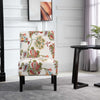 HOMCOM Linen Fabric Dining Chair with Pine Wood Legs and Sponge Padded Cushion, for Living Room, Dining Room, Flower Pattern