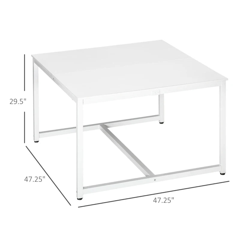 HOMCOM Two Person Computer Writing Desk, Double Workstation for Home Office, White