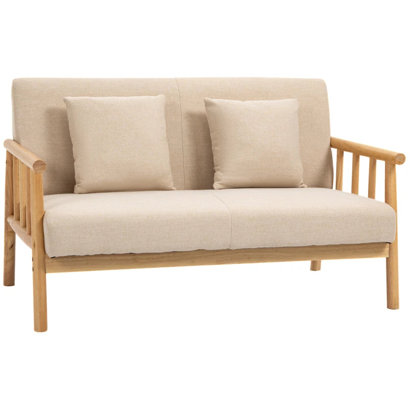 HOMCOM 48" Loveseat Sofa for Bedroom, Modern Love Seats Furniture, Upholstered Small Couch for Small Space, Beige
