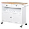 HOMCOM Kitchen Island Cart on Wheels with Extended Counter Drawer Cabinet Towel Racks Versatile Use