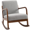 HOMCOM Upholstered Rocking Armchair with Wood Base and Linen Fabric Padded Seat for Living Room, Grey