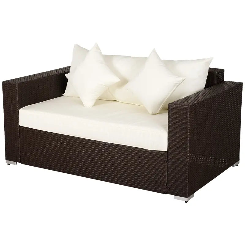 Outsunny Outside Wicker Rattan Sofa w/ Comfort Padding & Sophisticated Elegant Design