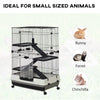 PawHut 32"L 4-Level Small Animal Cage Rabbit Hutch with Universal Lockable Wheels, Slide-out Tray for Bunny, Chinchillas, Ferret, White