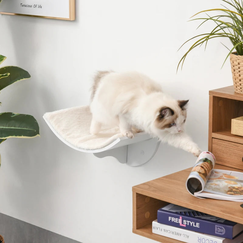 PawHut Wall-Mounted Multi-Level Cat Tree Activity Tower with Sisal-Covered Scratching Posts & an Interior Condo Area