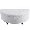 HOMCOM Half Moon Modern Luxurious Polyester Fabric Storage Ottoman Bench with Legs Lift Lid Thick Sponge Pad for Living Room, Entryway, or Bedroom, White
