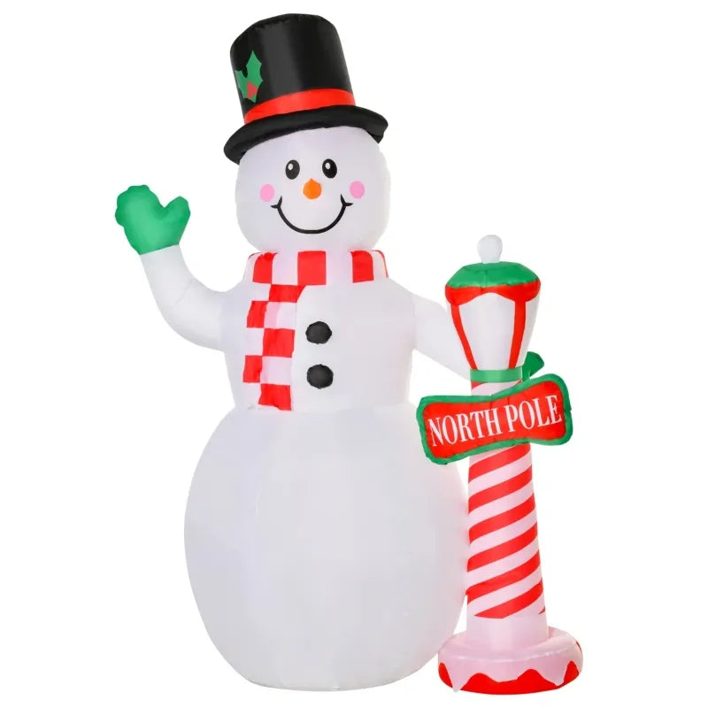 HOMCOM 6ft Christmas Inflatable Glowing Snowman, Outdoor Blow-Up Yard Decoration with LED Lights Display