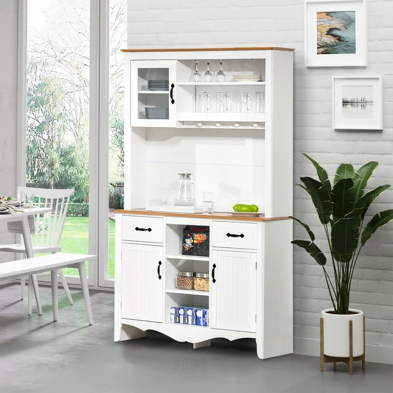 HOMCOM White 71 Kitchen Buffet Hutch Cupboard