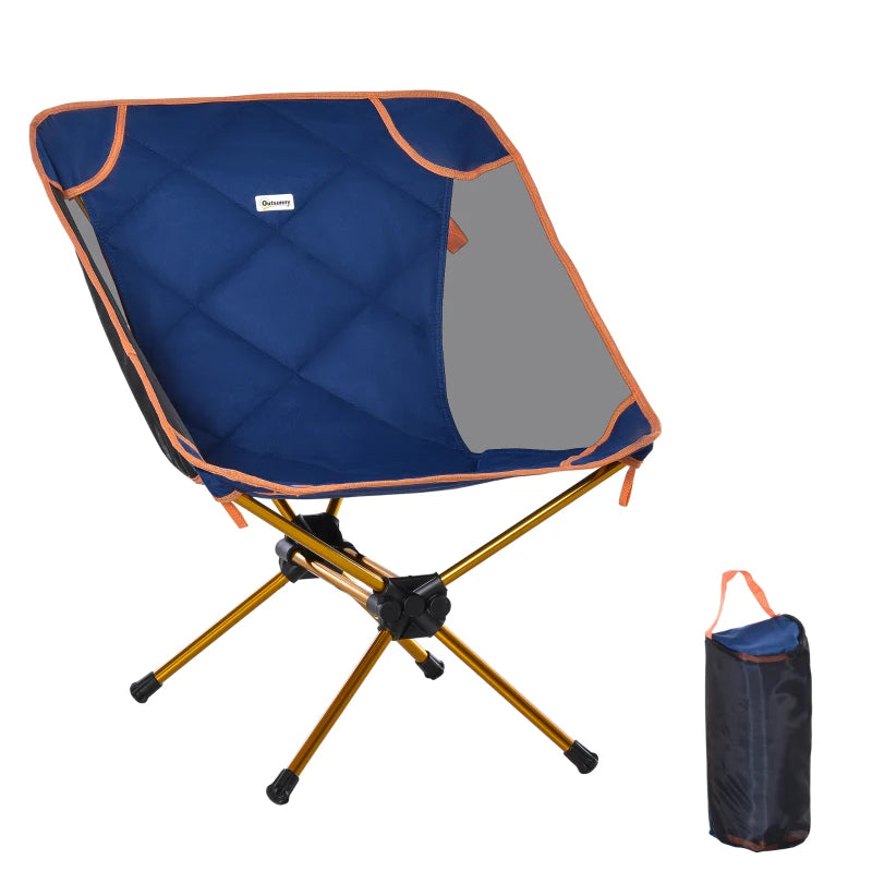 Outsunny Outdoor Folding Beach Camping Chair with Strong Steel Legs, Side Cup Holder, & Durable Oxford Fabric, Blue