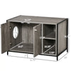 PawHut Cat Litter Box Enclosure, Double-door Nightstand with Storage Shelf, Grey