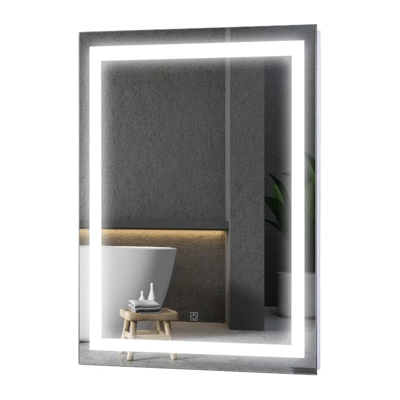 HOMCOM Vertical 36" LED Outline Illuminated Bathroom Wall Mirror with Defogger