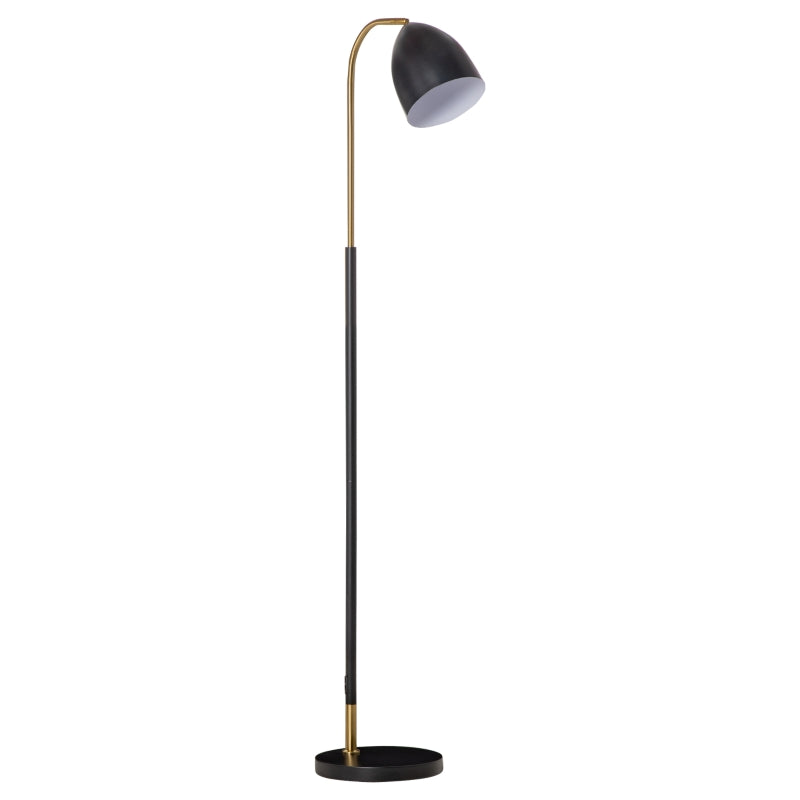 HOMCOM Contemporary Tall Arc Floor Lamp w/ Cylindrical Lampshade Metal Base for Study