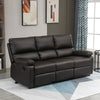 HOMCOM Modern 3 Seater Sofa with 2 Recliners, Manual Side Handle, Retracting Footrest, and PU Leather Fabric, Brown