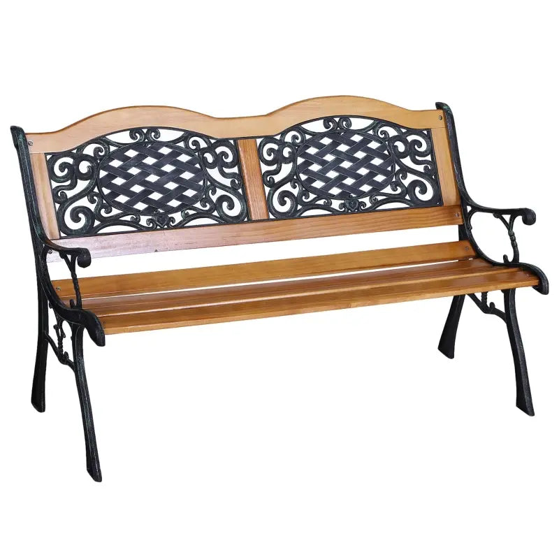 Outsunny Cast Aluminum Outdoor Garden Bench, 2 Seater Antique Patio Loveseat, Bronze