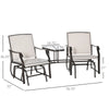 Outsunny Outdoor Glider Chairs with Coffee Table, Patio 2-Seat Rocking Chair Swing Loveseat with Breathable Sling for Backyard, Garden, and Porch, Beige