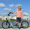 ShopEZ USA Youth Scooter Kick Scooter for Kids 5+ with Adjustable Handlebar Front and Rear Dual Brakes Inflatable Wheels, Black