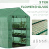Outsunny 84.25" x 56.25" x 76.75" Walk-in Greenhouse, PE Cover, 3-Tier Shelves, Steel Frame Hot house, Roll-Up Zipper Door for Flowers, Vegetables, Saplings, Tropical Plants, Green
