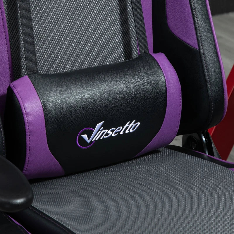 Vinsetto Racing Gaming Office Chair Swivel Recliner w/ Headrest Lumbar Support, Purple