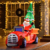HOMCOM 7.5' Christmas Holiday LED Lit Yard Inflatable Blow Up Santa with Fire Truck & Tree