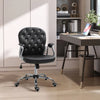 Vinsetto Vanity PU Leather Mid Back Office Chair Swivel Tufted Backrest Task Chair with Padded Armrests, Adjustable Height, Rolling Wheels, Black