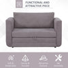 HOMCOM Pull Out Sofa Bed, Modern Convertible Loveseat Sleeper, Upholstered Sleeper Sofa for Small Space, Living Room, Apartment and Dorm, Light Grey