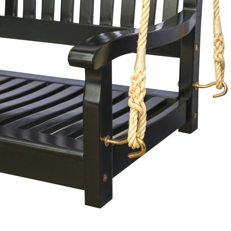 Outsunny Wooden Swing Bench Garden w/ Supportive Ropes for 2 Person Without Frame-1