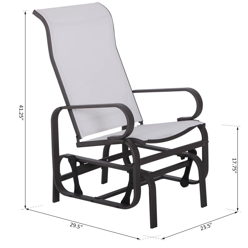 Outsunny Gliding Lounger Chair, Outdoor Swinging Chair with Smooth Rocking Arms and Lightweight Construction for Patio Backyard, Sand