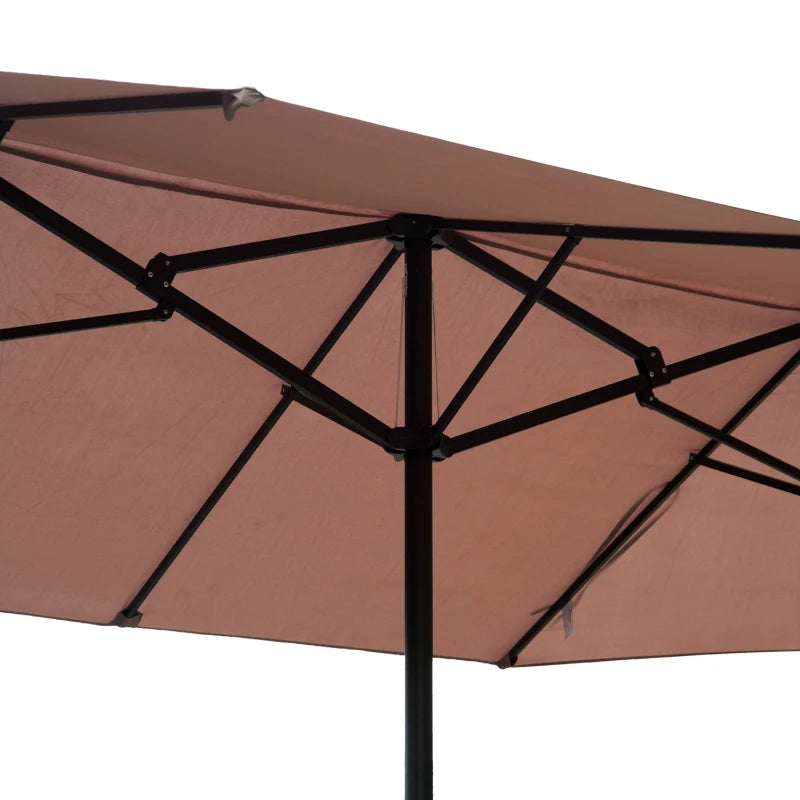Outsunny Patio Umbrella 15' Outdoor with Twin Canopy Sunshade