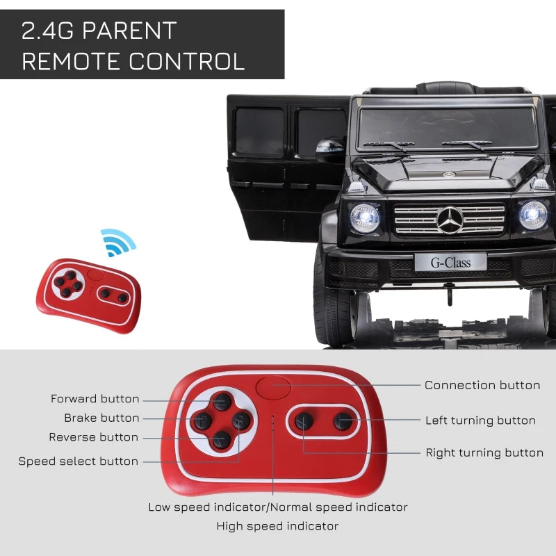 ShopEZ USA Mercedes Benz G500 12V Battery Kids Ride On Toy with Remote Control, Bright Headlights, & Working Suspension