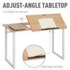HOMCOM Computer Table with Small Adjustable Angle Tabletop Home Office Desk  Oak Wood Grain