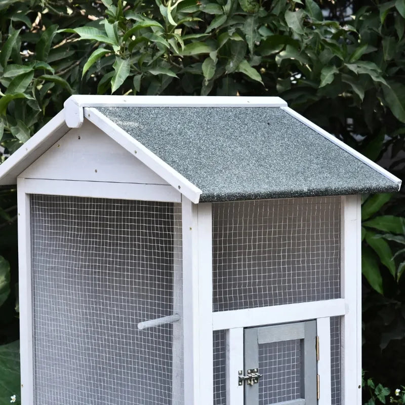 PawHut 4 Perch Wooden Outdoor Bird Cage, Featuring a Large Play House