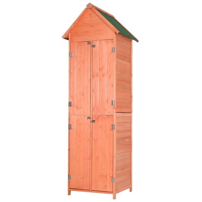 Outsunny Backyard Garden Tool Storage Shed, Outdoor Storage & Potting Bench with 2 Magnetic Close Doors & Large Interior Storage Space
