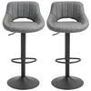 HOMCOM Modern Bar Stools Set of 2 Swivel Bar Height Barstools Chairs with Adjustable Height, Round Heavy Metal Base, and Footrest, Grey