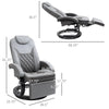 HOMCOM PU Recliner Reading Armchair with Footrest, Headrest and Round Steel/Wood Base for Living Room or Office, Grey