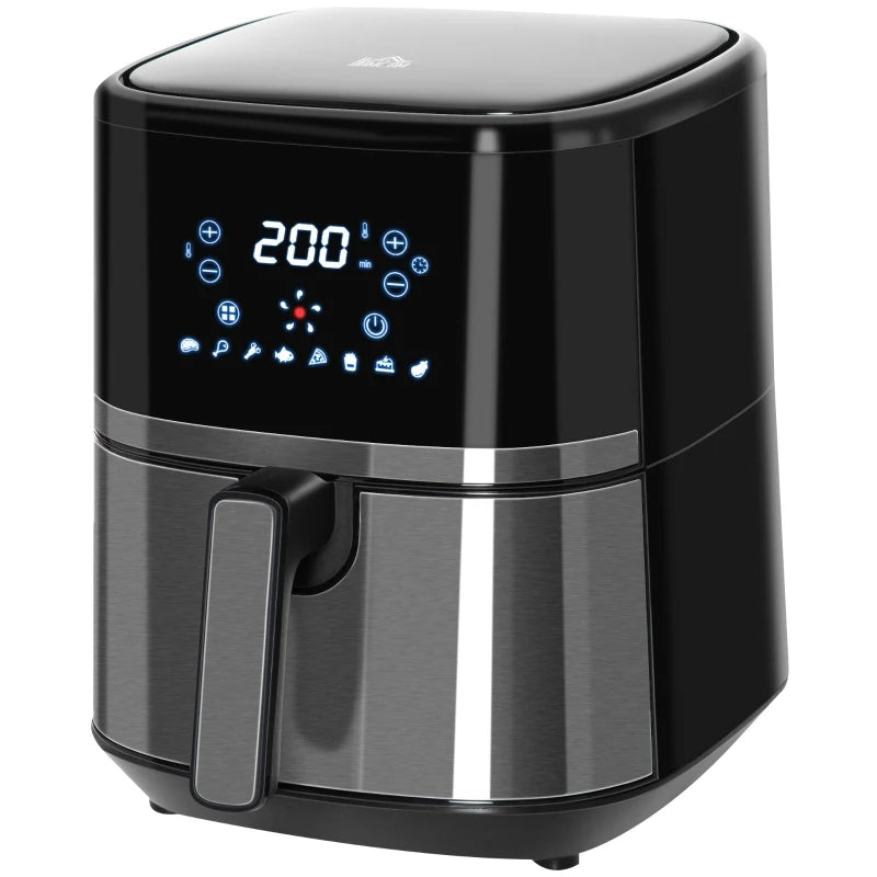 HOMCOM Air Fryer, 1700W 6.9 Quart Air Fryers Oven with Digital Display, 360° Air Circulation, Adjustable Temperature, Timer and Nonstick Basket for Oil Less or Low Fat Cooking, Black