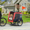 ShopEZ USA Dog Bike Trailer with Suspension System, Hitch for Medium Dogs, Pet Wagon & Dog Trailer for Bicycle with Storage Pocket, Red