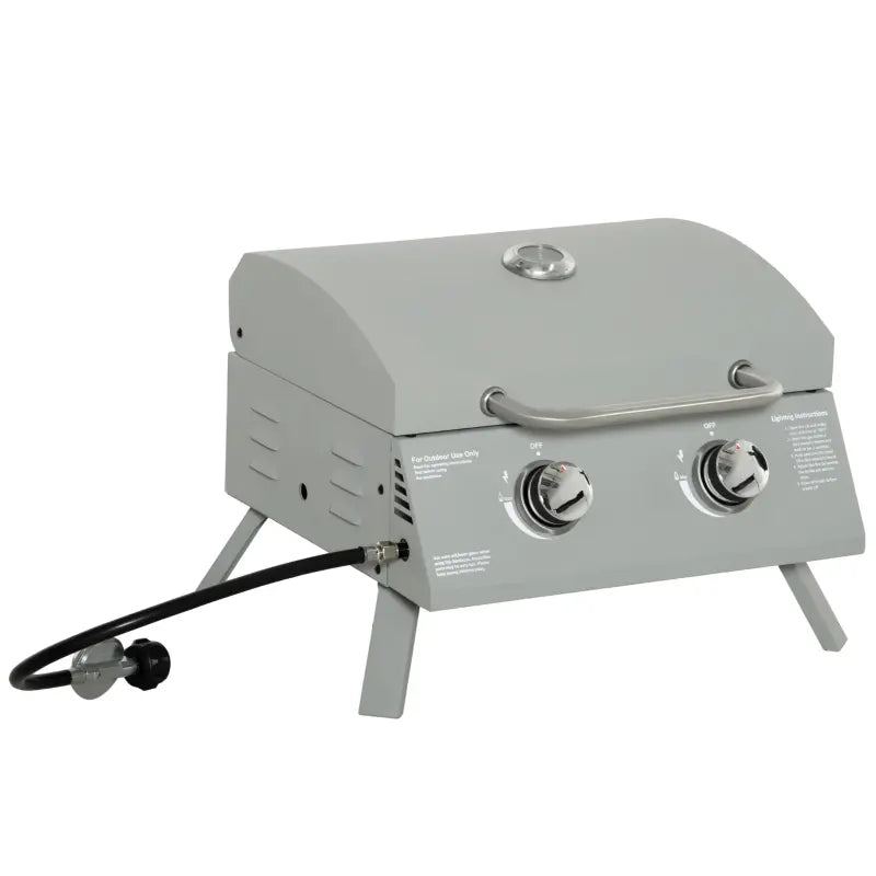 Outsunny 2 Burner Folding Tabletop Gas BBQ Grill w/ Lid, Thermometer, –  ShopEZ USA