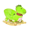 Qaba Kids Interactive 2-in-1 Plush Ride-On Dinosaur Rolling Rocking Chair with Built-In Nursery Song & Fun Design