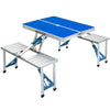 Outsunny 34" Portable Camping Table with 4 seat Outdoor Portable Folding Aluminum Picnic Table, Chairs for Camping w/ Case