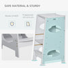 HOMCOM Kids kitchen step stool Step Stool Toddler with Adjustable Standing Platform, Grey