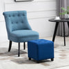 HOMCOM Tufted Ottoman Linen-Touch Fabric Upholstered Footrest Stool with Anti-Slip Pads, Blue