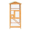 PawHut Wooden Large Bird Cage 65" Pet Play Covered House Ladder Feeder Stand Outdoor