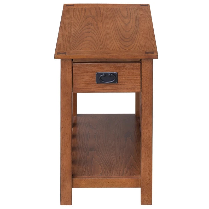 HomCom 24" Wooden Side Accent End Table with Drawer, Tray, and Storage Shelf