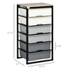 HOMCOM Dresser Storage Drawers with 6 Plastic Bins and Steel Frame, Crafting Bins for Living Room, Bedroom, Grey