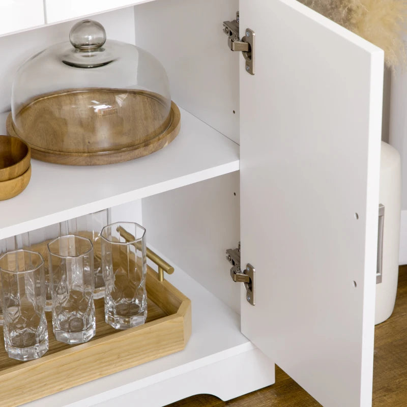 HOMCOM Sideboard Buffet Kitchen Sideboard Cabinet with 3 Drawers 3 Door Cabinets Adjustable Shelf for Living Room Natural