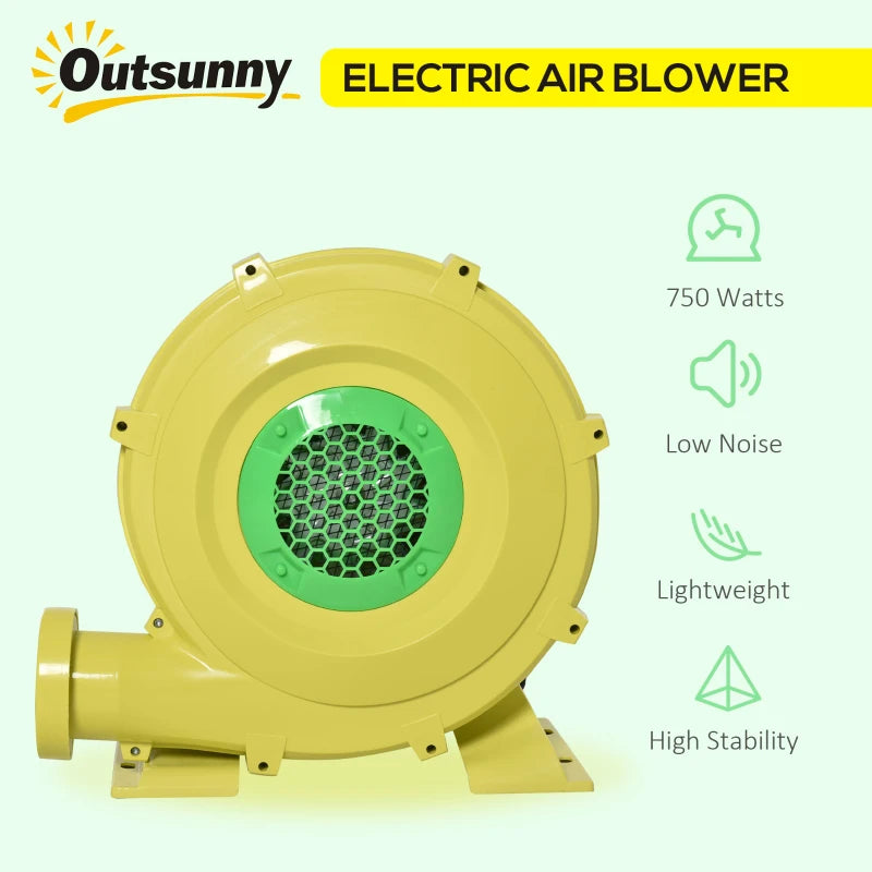 Outsunny Electric Air blower 750-Watt Fan Blower Compact and Energy Efficient Pump Indoor Outdoor for Inflatable Bounce House, Bouncy Castle and Pneumatic Swimming Pool