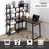 HOMCOM 5 Tier Versatile L-Shaped Computer Desk, Writing Table with Display Shelves and Metal Frame, Space-Saving for Study, Home Office, Natural