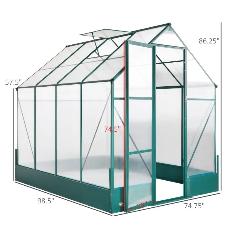 Outsunny 6' x 6' x 7 Polycarbonate Greenhouse Walk-in Plant Greenhouse for Backyard/Outdoor Use with Window and Door, Aluminum Frame, PC Board