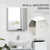 kleankin Wall Mounted Bathroom Medicine Cabinet with Hinged Door Storage Shelves for Living Room and Laundry Room Silver